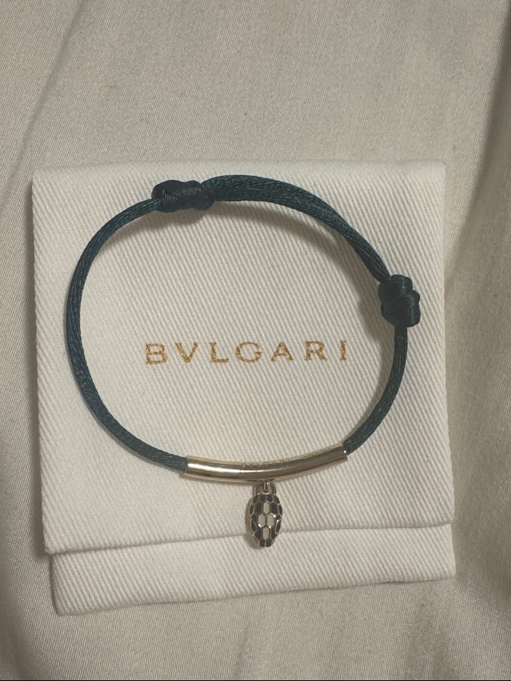 Bvlgari Green Serpenti String Bracelet with Snakehead